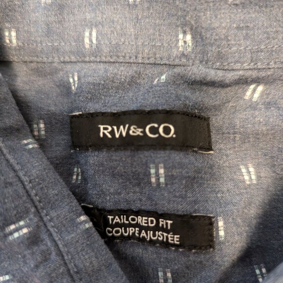 Men's RW & Co. Blue Pattern Short Sleeve Button-Up - Picture 5 of 7